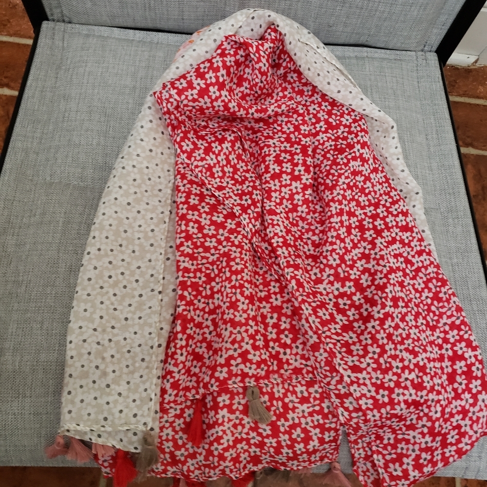 Red and beige summer scarves for women shawls stole